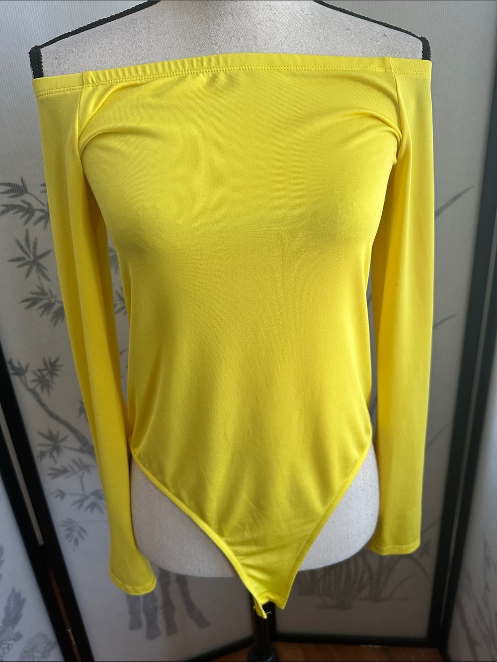 Zara Bright Yellow Long-Sleeve Off-the-Shoulder Bodysuit